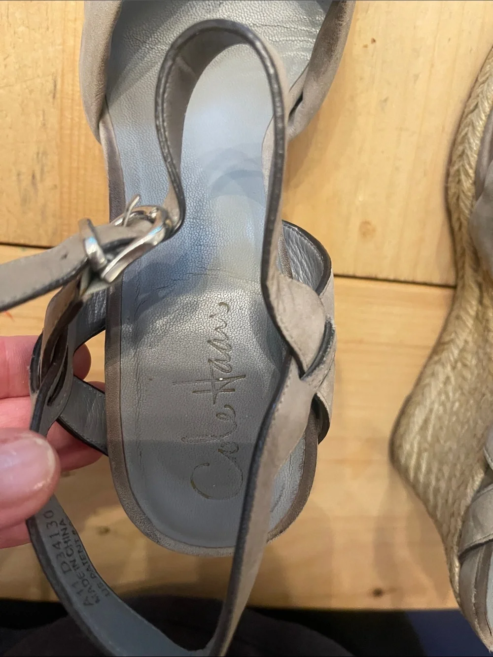 Cole Haan Taupe Knot Espadrille Wedge Sandals